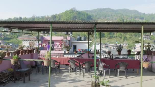 Besisahar ville népalaise. Heure du matin . — Video