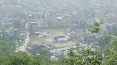 Kathmandu şehir antik Sawayambhunath maymun Tapınağı, Nepal görüntülemek.