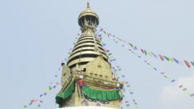 Eski ünlü Sawayambhunath maymun tapınakta Katmandu, Nepal.