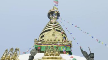 Eski ünlü Sawayambhunath maymun tapınakta Katmandu, Nepal.