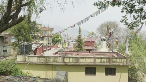 Κτίρια στην ασιατική πόλη Κατμαντού, Νεπάλ. — Αρχείο Βίντεο