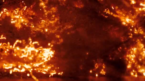 Fogo se espalha rapidamente através de lã de aço, um monte de faíscas — Vídeo de Stock
