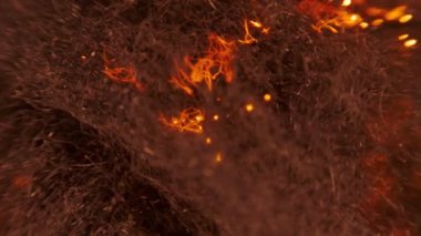 Yayılır hızla ile çelik yün, sparks bir sürü ateş