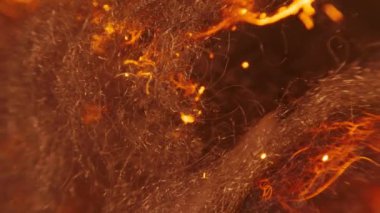 Yayılır hızla ile çelik yün, sparks bir sürü ateş