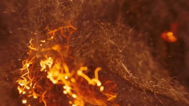 Yayılır hızla ile çelik yün, sparks bir sürü ateş