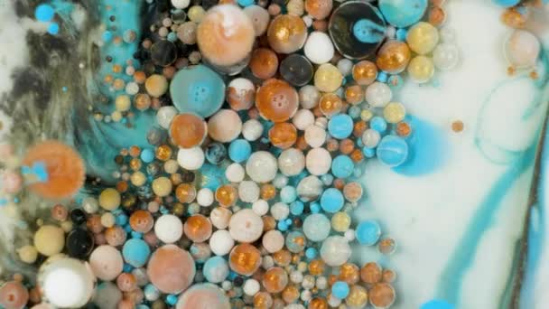 Colorful paint in bubbles organically moves in the liquid — Stock Video