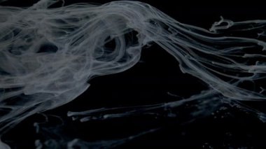 Siyah mürekkep boya duman akış su