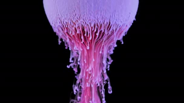 Vícebarevné inkoustové barvy pomalu proudí z kuličky — Stock video