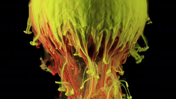 La peinture à l'encre multicolore coule lentement de la balle — Video