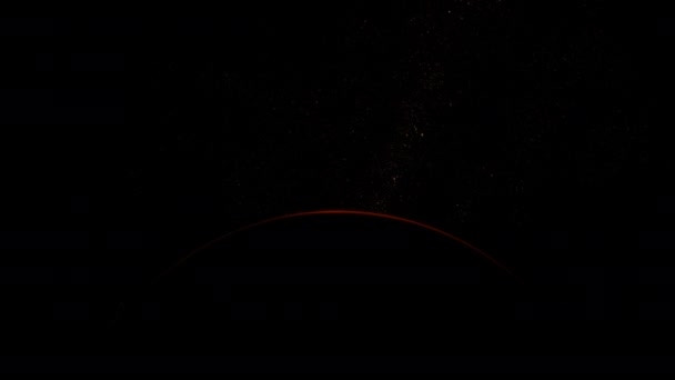 Red planet Earth with sunrise in space — Stock Video