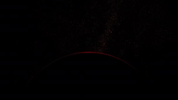 Red planet moon with sunrise in space — Stock Video