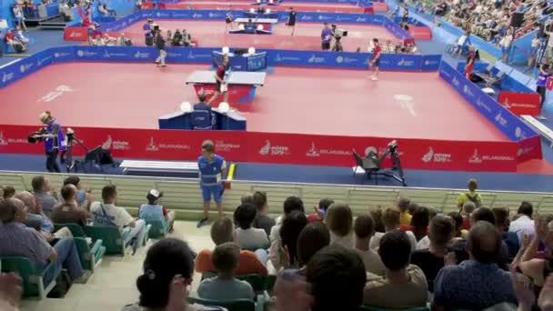 Minsk, Vitryssland - juni 2019: 2:a Europeiska spelen, Lebesson Emmanuel vs Pucar Tomislav, 26 juni 2019, Minsk. — Stockvideo