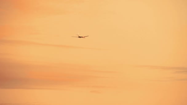 Väpnade ryska stridsflygplan på den röda solnedgången bakgrund — Stockvideo