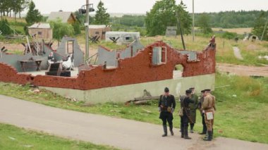 Minsk, Beyaz Rusya - 03 Temmuz 2019: İkinci Dünya Savaşı tarihi askeri yeniden inşa savaşı.