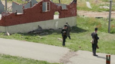 Minsk, Beyaz Rusya - 03 Temmuz 2019: İkinci Dünya Savaşı tarihi askeri yeniden inşa savaşı.