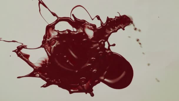 Il sangue rosso gocciola sulla carta bianca — Video Stock