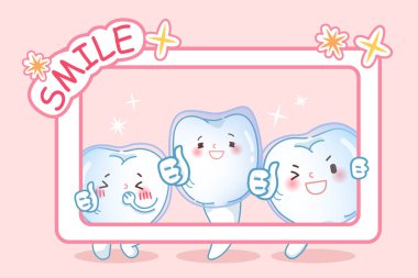 sevimli çizgi dişler görünmez parantez pembe giymek.