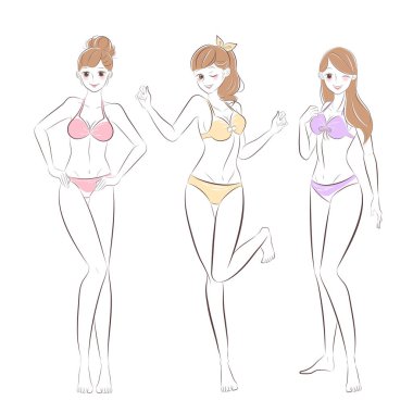 Güzellik çizgi film kadın beyaz zemin üzerine