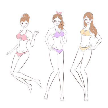 Güzellik çizgi film kadın beyaz zemin üzerine