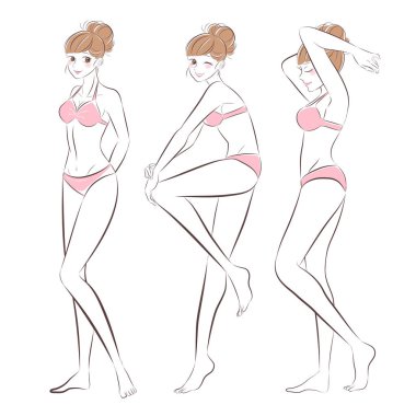 Güzellik çizgi film kadın beyaz zemin üzerine