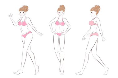 Güzellik çizgi film kadın beyaz zemin üzerine