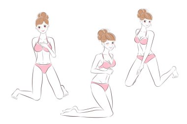 Güzellik çizgi film kadın beyaz zemin üzerine