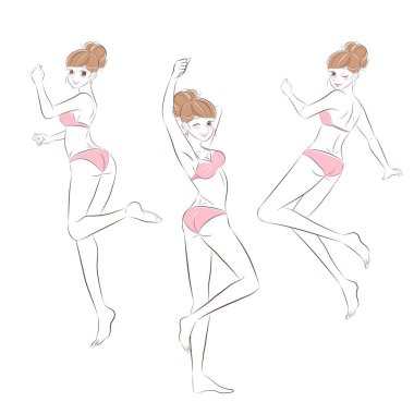 Güzellik çizgi film kadın beyaz zemin üzerine