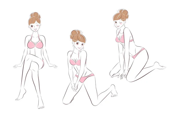 Beauté Dessin Animé Femme Sur Fond Blanc — Image vectorielle