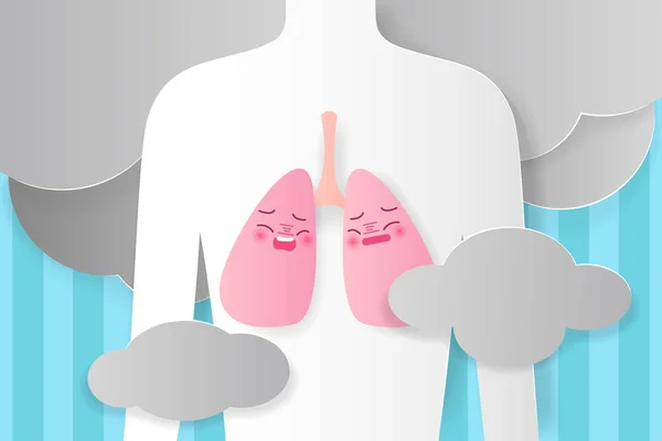 青の背景に肺健康概念を持つ人々 — ストックベクタ