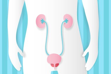 woman with uterus concept on the blue background clipart