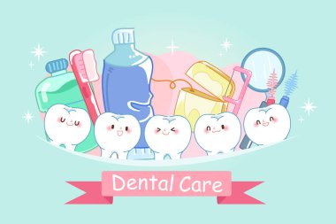 ile mavi arka plan üzerinde diş bakımı diş