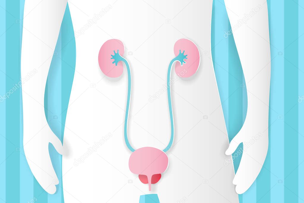 woman with uterus concept on the blue background