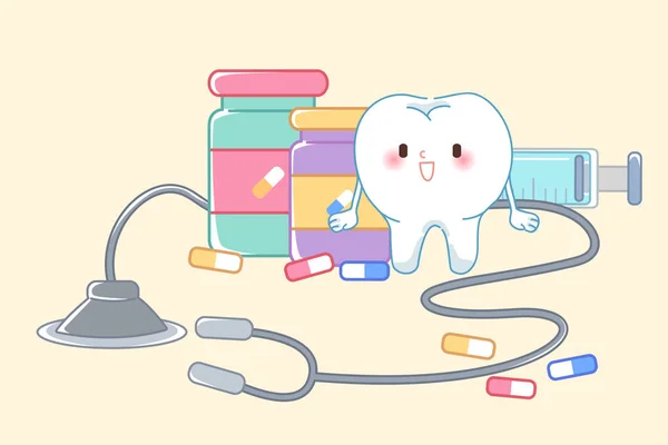 Sarı Zemin Üzerine Sağlık Konseptiyle Diş — Stok Vektör