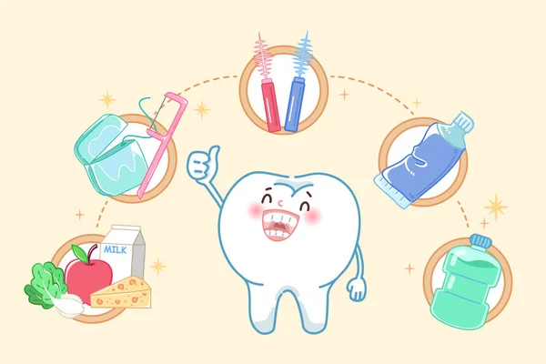 Ząb Pojęciem Zdrowia Żółtym Tle — Wektor stockowy