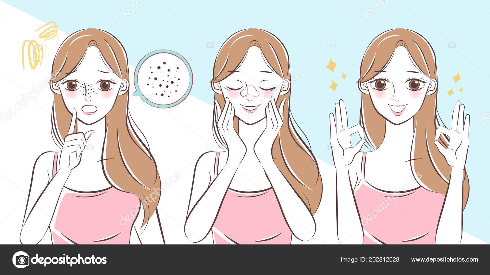 Cartoon Beauty Woman Acne Problem Nose Stock Vector Image by  ©estherqueen999 #202812028