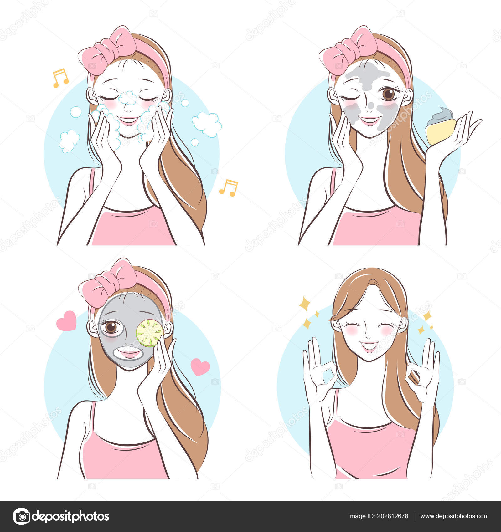 Beauty Cartoon Skin Care Woman White Background Stock Vector Image by  ©estherqueen999 #202812678