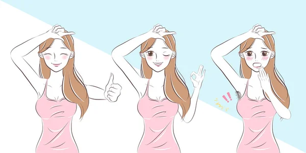 Mujer Con Problemas Cabello Antes Después — Vector de stock