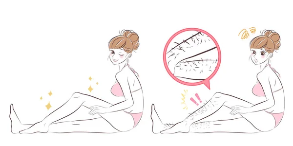 女性腿脱毛白色背景 — 图库矢量图片