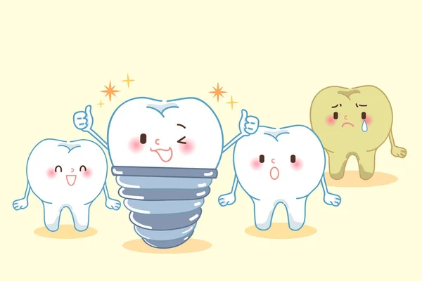 Diente Con Cuidado Dental Fondo Amarillo — Vector de stock