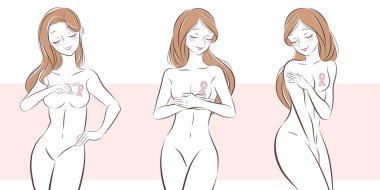 kadın meme kanseri önleme pembe arka plan üzerinde