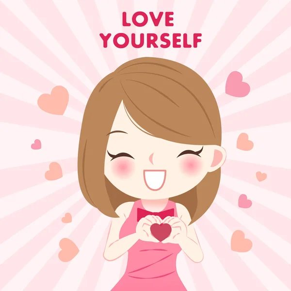 Woman with love yourself concept — Stock Vector