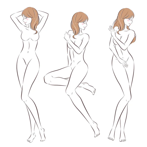 Dibujos Animados Mujer Desnuda Sobre Fondo Blanco — Archivo Imágenes Vectoriales
