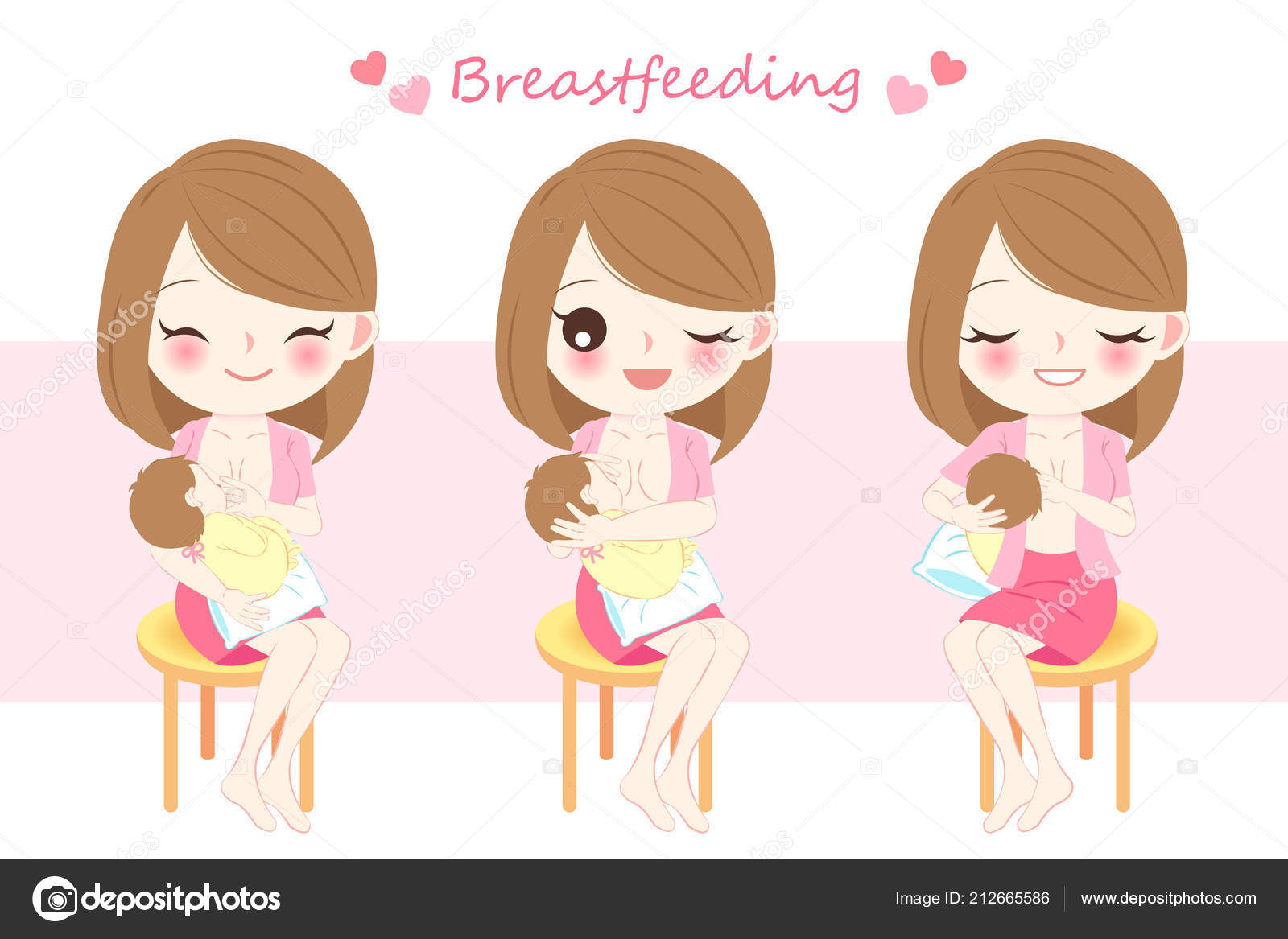 Woman Breast Feeding Concept Pink Background Stock Vector Image by  ©estherqueen999 #212665586