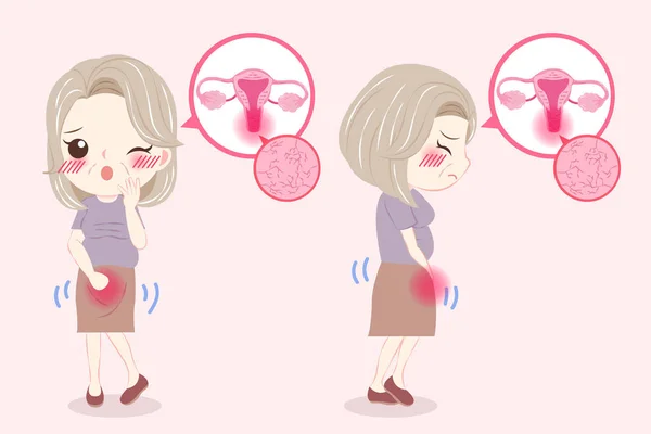 Femme Avec Ménopause Sécheresse Vaginale Problème Sur Fond Rose — Image Vectorielle