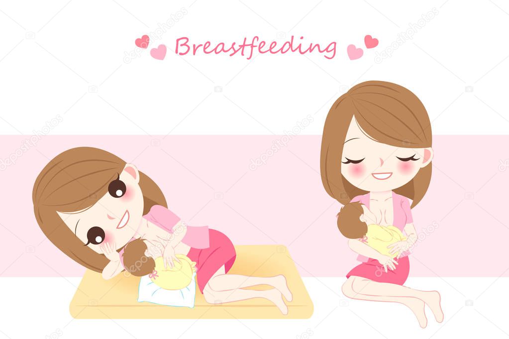 woman with breast feeding concept on the pink background