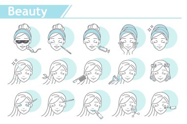 Icon set - basit çizgi serisi güzellik makyaj