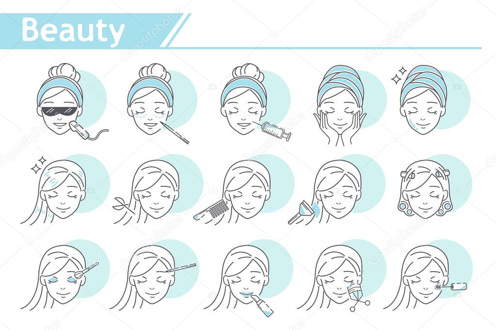 Beauty Make up Icon set -  Simple Line Series
