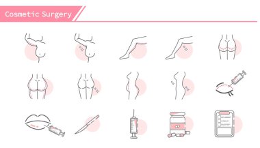 body cosmetic surgery concept Icon set - Simple Line Series clipart