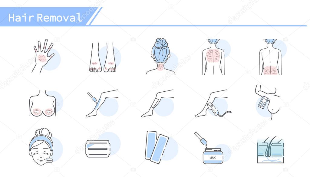 Hair removal concept Icon set - Simple Line Series