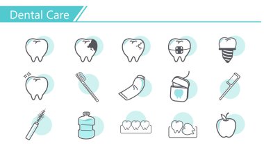Diş Bakımı kavramı Icon set - basit çizgi serisi